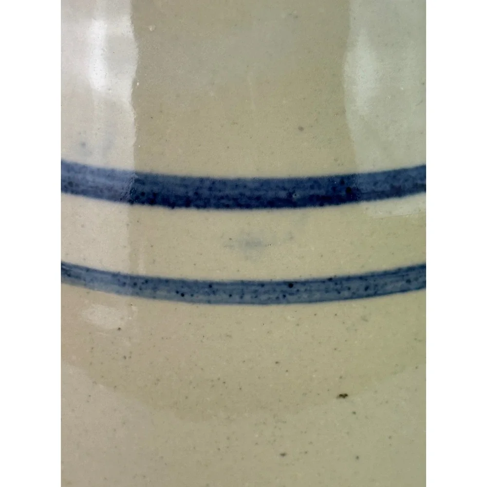 Vintage Marshall Pottery Handcrafted Double Blue Band Pitcher 7-3/4